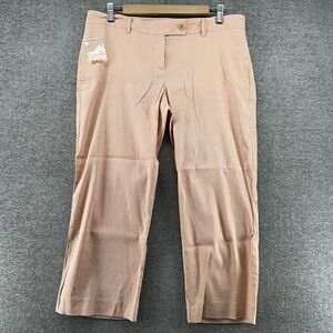 Theory Wide Leg Pants Women Size 12 Peach Linen Blend Casual